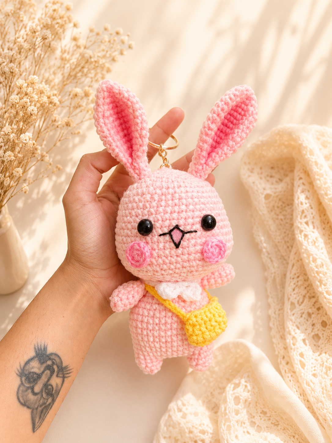 Pink Bunny Keychain