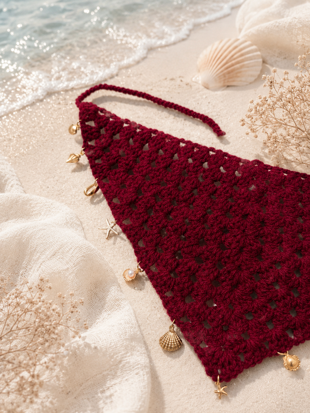 Boho mermaid bandana with random charms