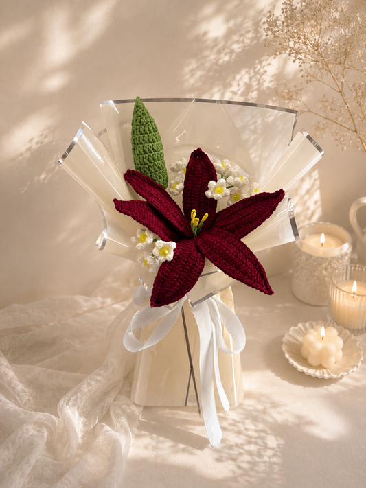 Red wine lily bouquet